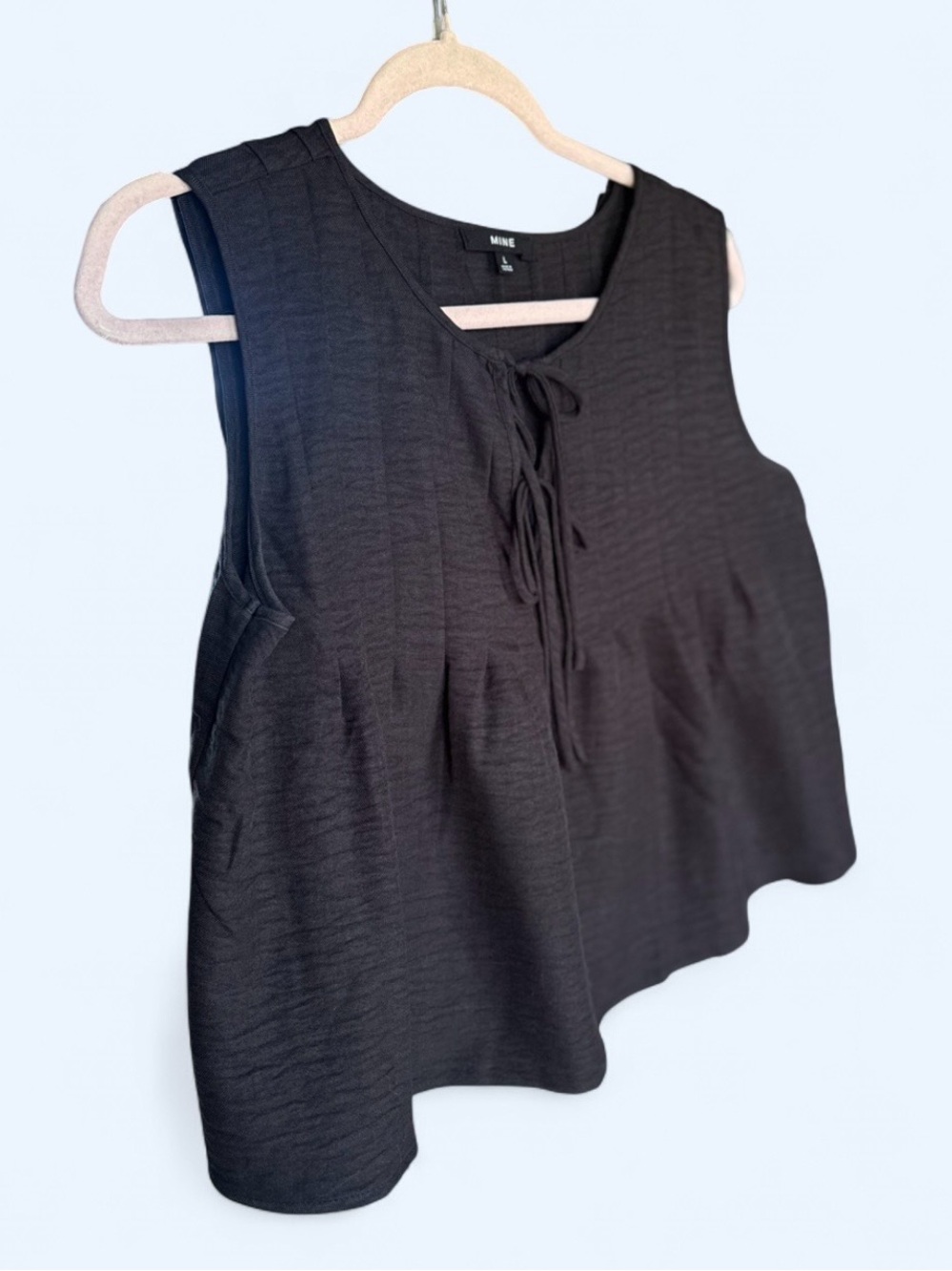 Black Tie-Up Sleeveless Peplum Tank